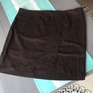 Steve Harvey Brown Pinstripe Wrap Front Skirt Plus 24W NWT